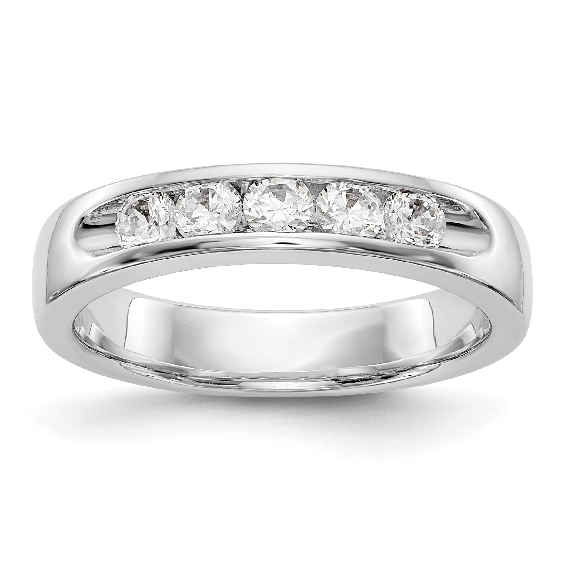 14K White Gold 5 Stone Diamond Channel Band