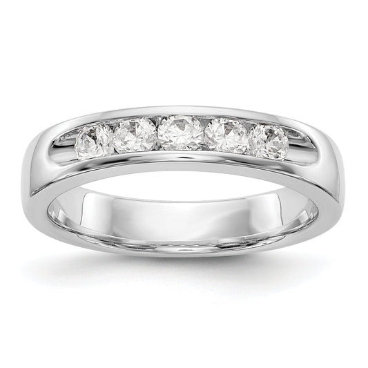 14K White Gold 5 Stone Diamond Channel Band