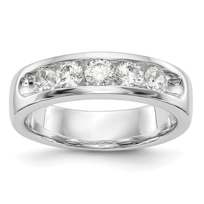 14K White Gold 5 Stone Diamond Channel Band