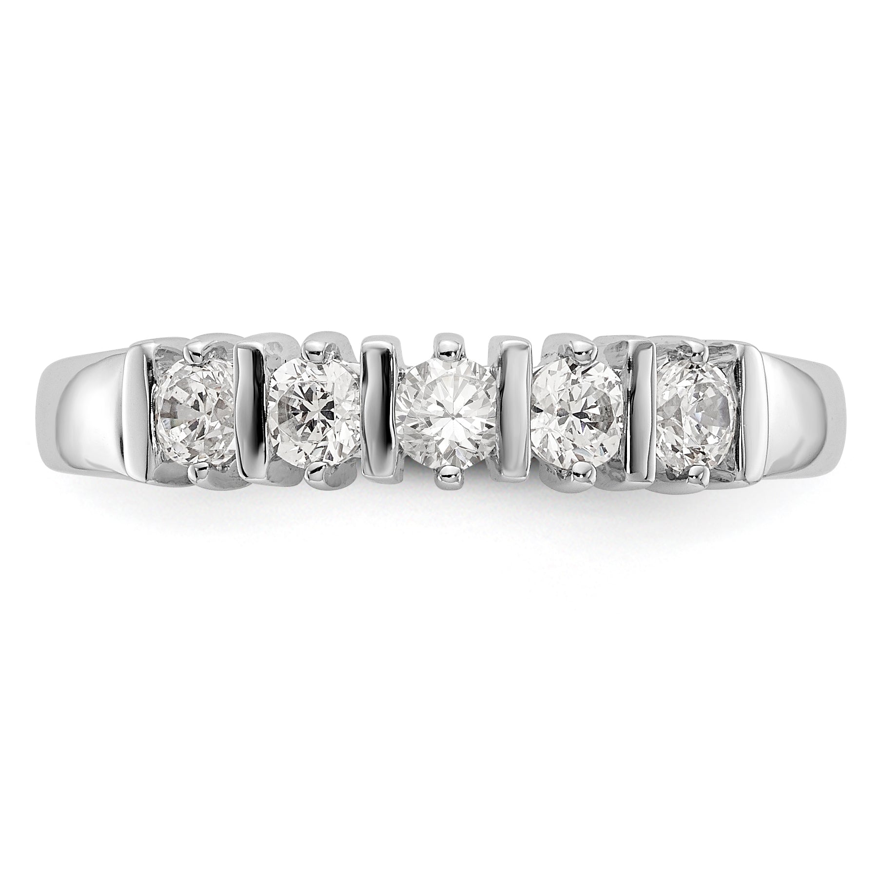 14k White Gold AA Diamond 5 Stone Ring
