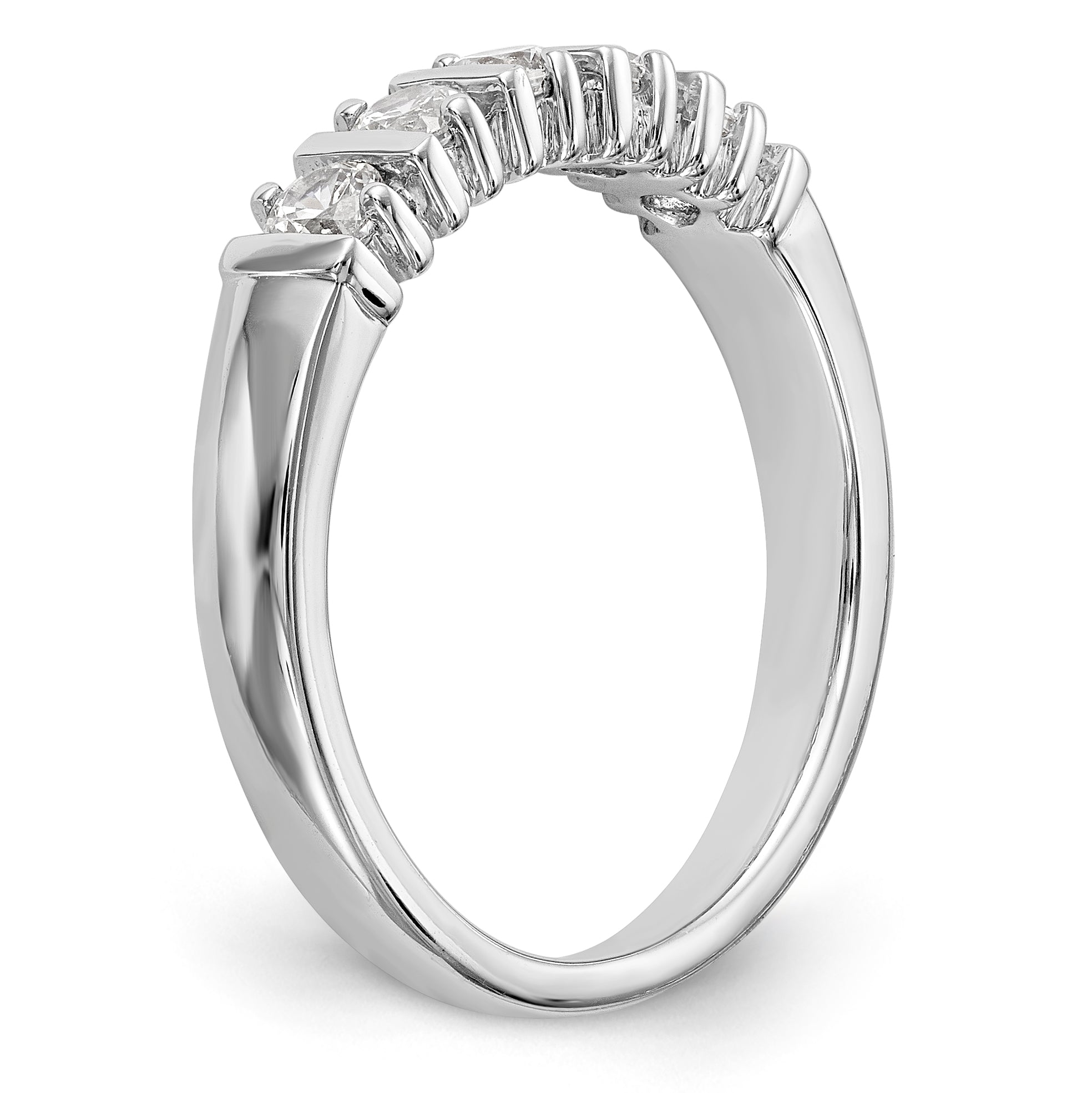 14k White Gold AA Diamond 5 Stone Ring