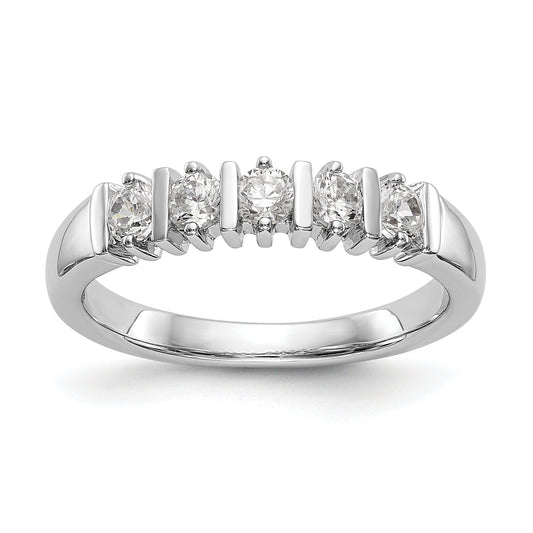 14k White Gold AA Diamond 5 Stone Ring