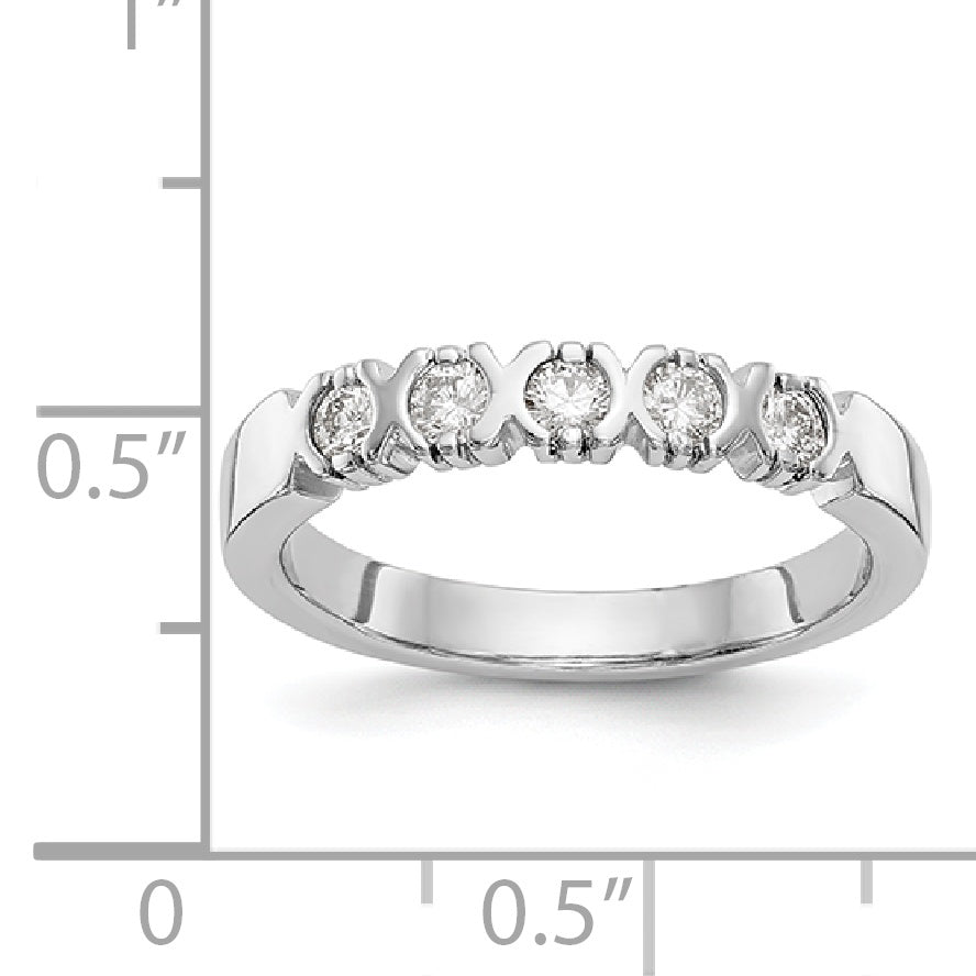 14K White Gold 5 Stone Diamond Band