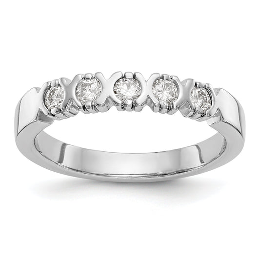 14K White Gold 5 Stone Diamond Band