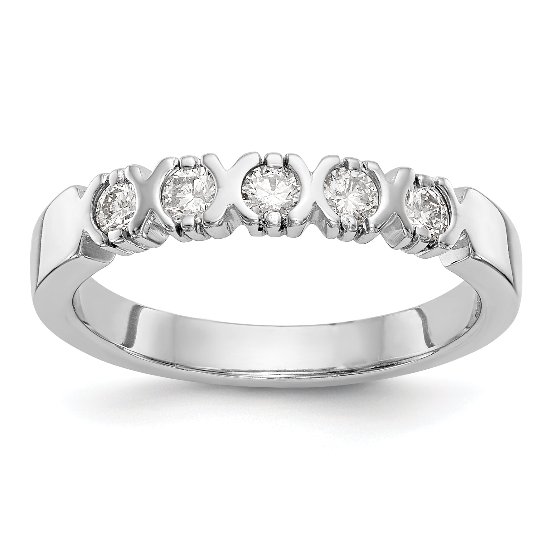 14K White Gold 5 Stone Diamond Band