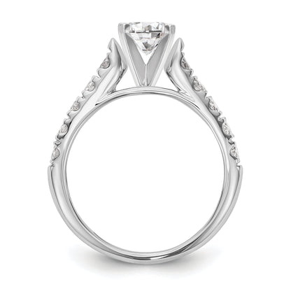 14K White Gold Diamond Peg Set CZ Engagement Ring