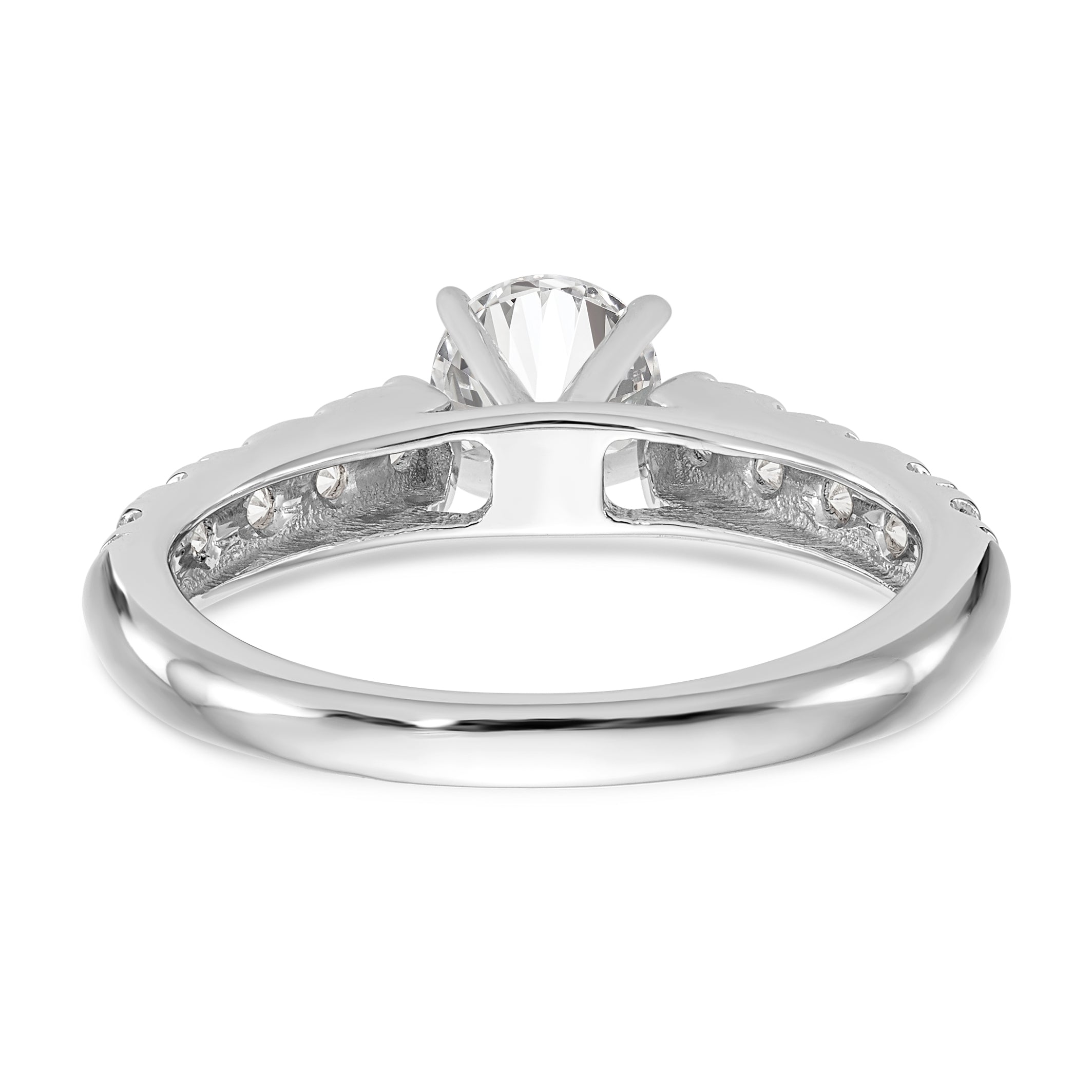 14K White Gold Diamond Peg Set CZ Engagement Ring