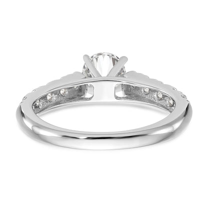 14K White Gold Diamond Peg Set CZ Engagement Ring