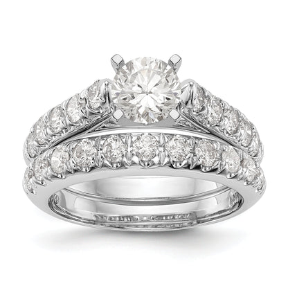 14K White Gold Diamond Peg Set CZ Engagement Ring