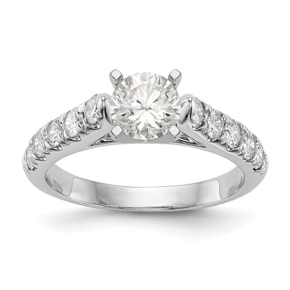 14K White Gold Diamond Peg Set CZ Engagement Ring