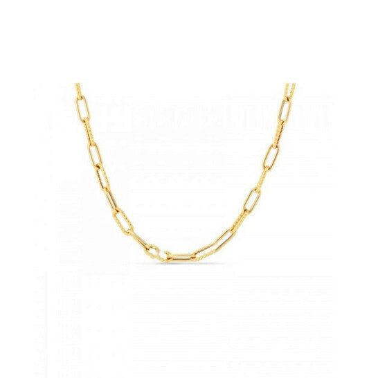 Original Roberto Coin 18 Karat Yellow Gold Alternating Polished & Fluted Fine Paperclip Link Chain Necklace - 5310168AY220