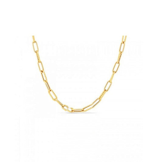 Original Roberto Coin 18 Karat Yellow Gold Alternating Polished & Fluted Fine Paperclip Link Chain Necklace - 5310168AY220