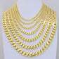 10K Yellow Gold Miami Cuban Royal Monaco Link Chain Necklace 5mm-20mm, 16"- 30"