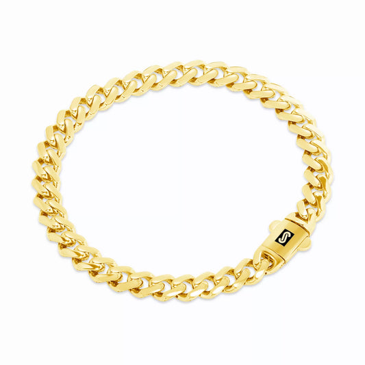 14K Yellow Gold Miami Cuban 5mm Royal Monaco Chain Bracelet 7" 7.5" 8" 8.5" 9"