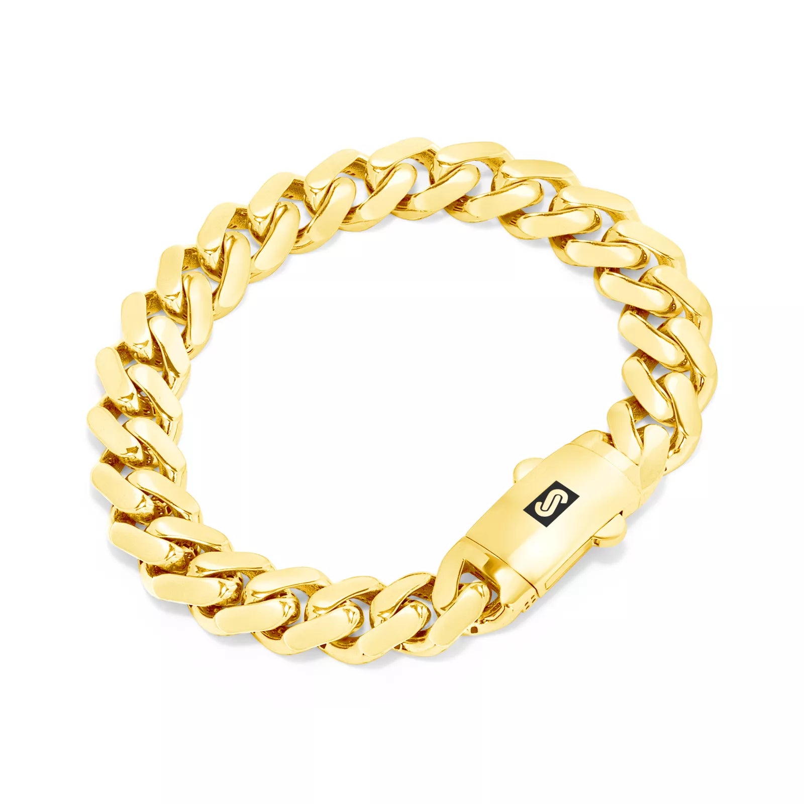 10K Yellow Gold Miami Cuban 13mm Royal Monaco Link Chain Bracelet 8" 8.5" 9"