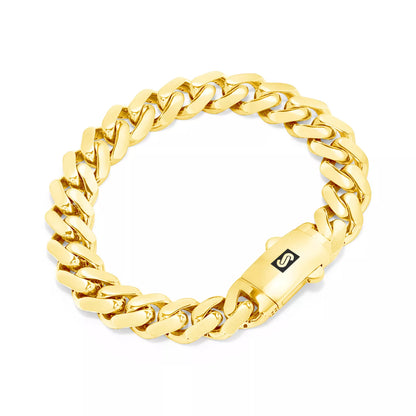 14k Yellow Gold Royal Monaco Miami Cuban Link 11mm Chain Bracelet w Box Clasp 8"