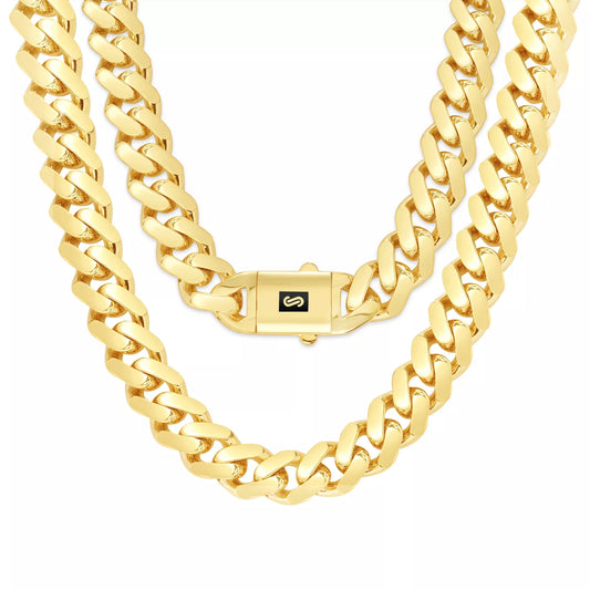 10K Yellow Gold Miami Cuban 17mm Royal Monaco Curb Link Chain Necklace 22"- 30" (Copy)