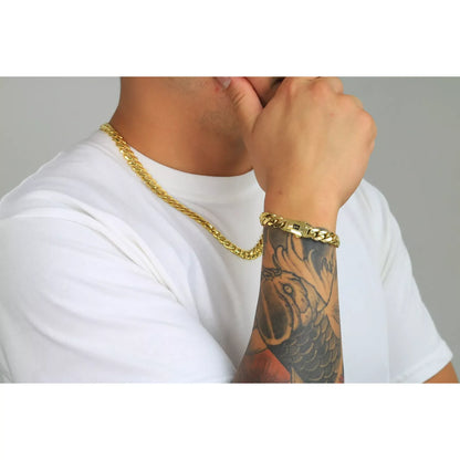 14k Yellow Gold Royal Monaco Miami Cuban Link 11mm Chain Bracelet w Box Clasp 8"
