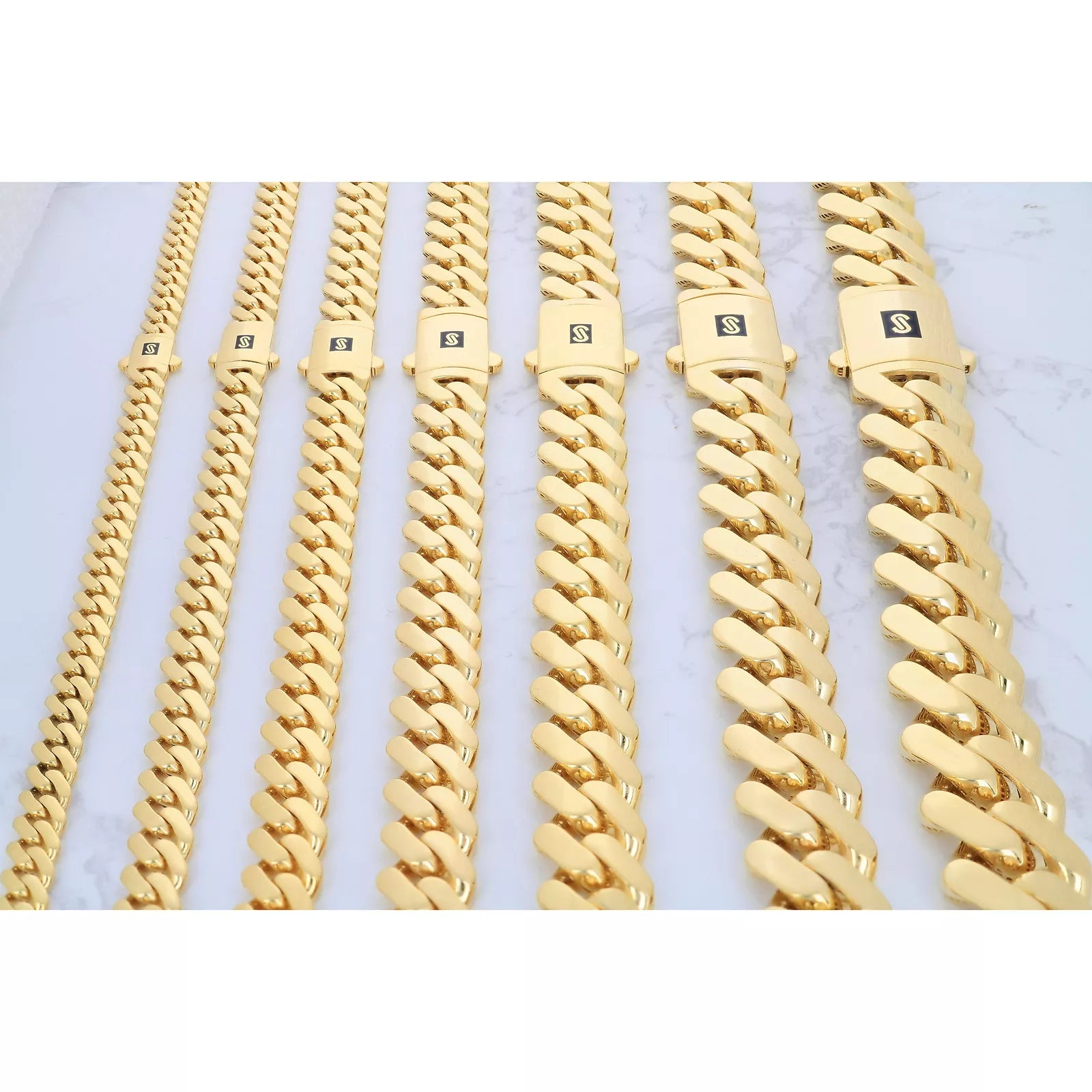 10K Yellow Gold Miami Cuban Royal Monaco Chain Bracelet 5mm-20mm 6" 7" 8" 9"