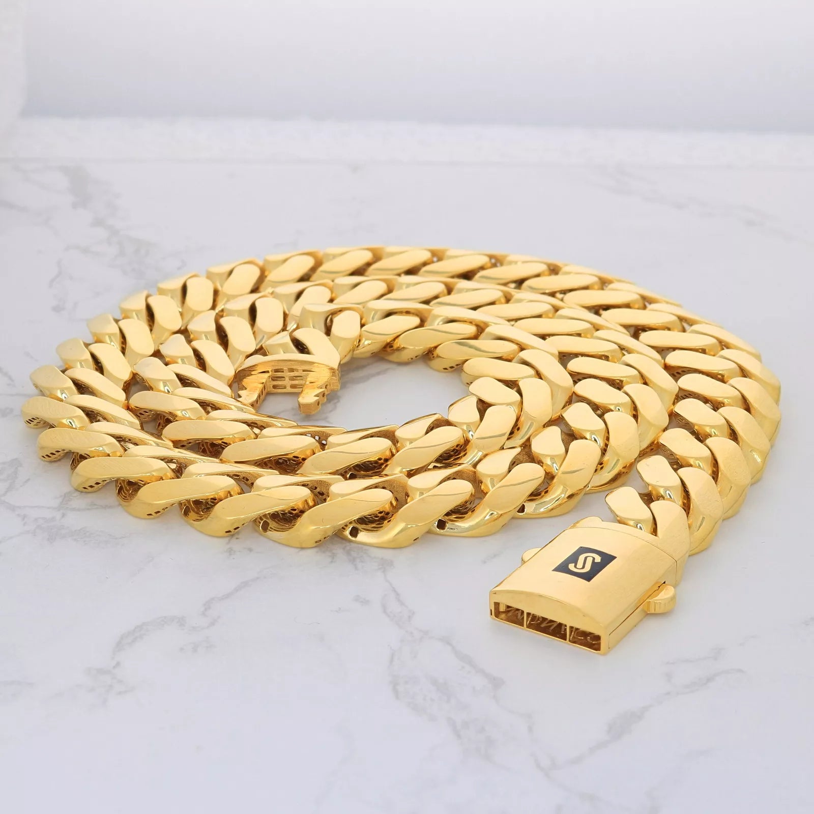 14k Yellow Gold Royal Monaco Miami Cuban Link 17mm Chain Bracelet w Box Clasp 9"