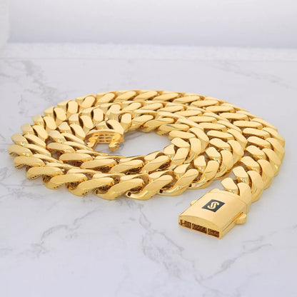 14K Yellow Gold Miami Cuban 11mm Royal Monaco Link Chain Bracelet 8" 8.5" 9"