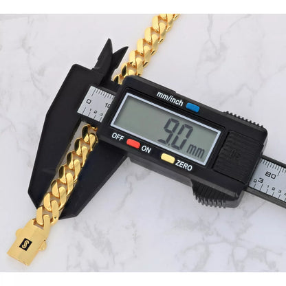 10k Yellow Gold Royal Monaco Miami Cuban Link 9mm Chain Bracelet Box Clasp 7.5"
