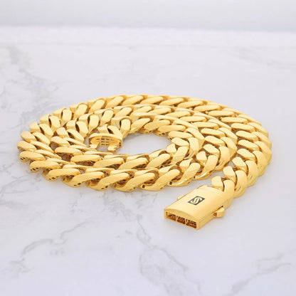 14K Yellow Gold Miami Cuban Royal Monaco Chain Bracelet 5mm-17mm 7" 8" 8.5" 9"
