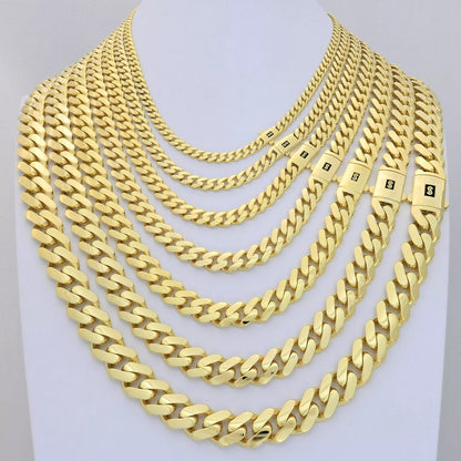 10K Yellow Gold Miami Cuban 13mm Royal Monaco Link Chain Bracelet 8" 8.5" 9"