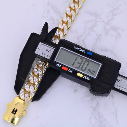 10K Yellow Gold Miami Cuban 11mm Monaco Diamond Cut Pave Chain Bracelet 8"- 9"