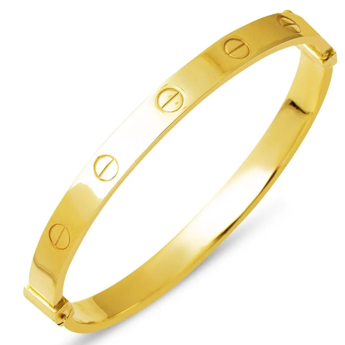 6mm Designer Inspired Hollow LOVE Bangle Bracelet Classic Model in Solid 14K Yellow Gold