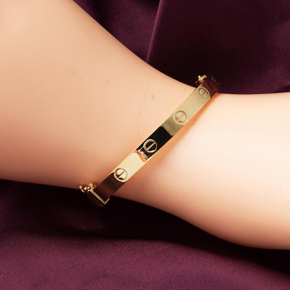 6mm Designer Inspired Hollow LOVE Bangle Bracelet Classic Model in Solid 14K Yellow Gold