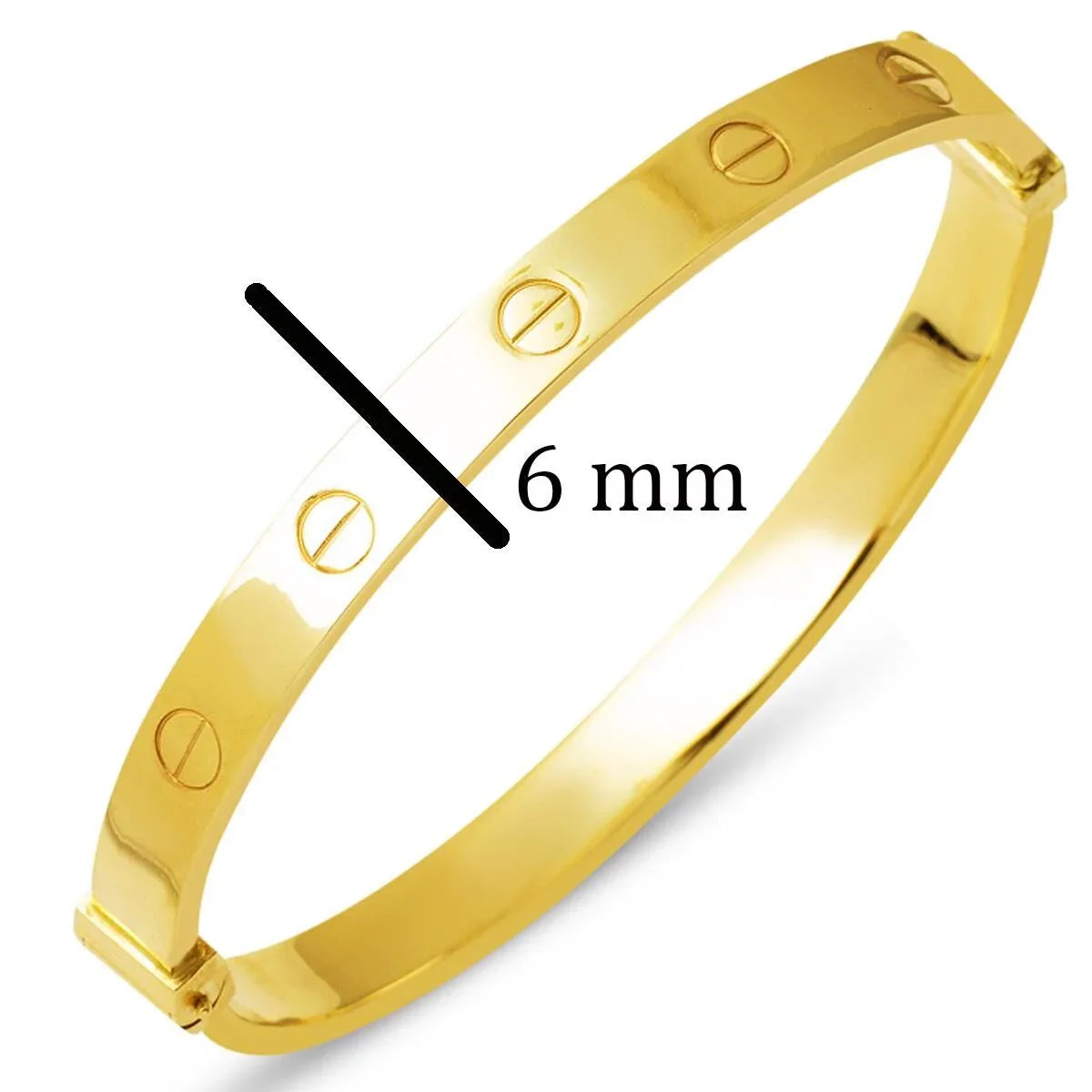6mm Designer Inspired Hollow LOVE Bangle Bracelet Classic Model in Solid 14K Yellow Gold