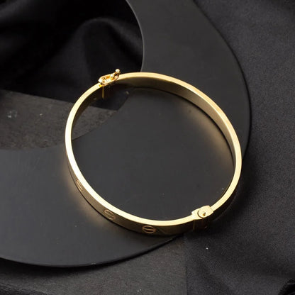 6mm Designer Inspired Hollow LOVE Bangle Bracelet Classic Model in Solid 14K Yellow Gold