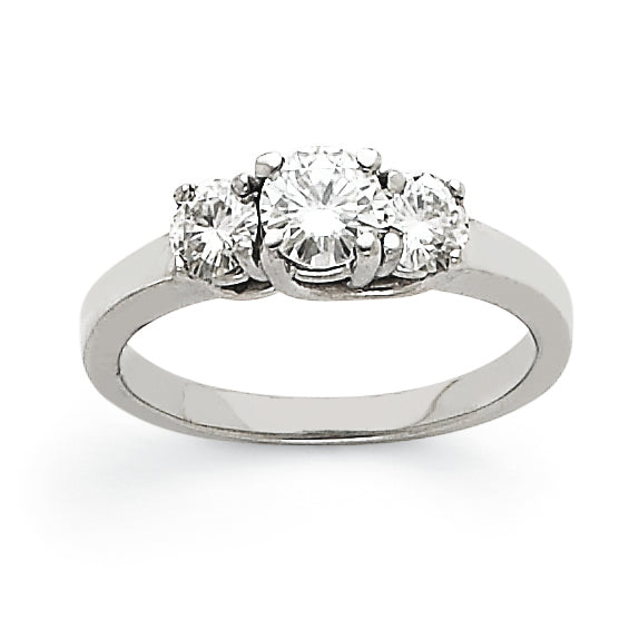 14k White Gold AA Diamond Three Stone Ring