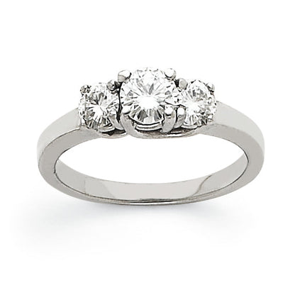 14k White Gold AA Diamond Three Stone Ring