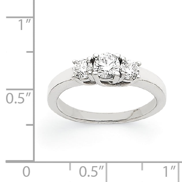 14k White Gold AA Diamond Three Stone Ring