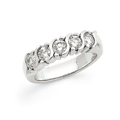 14k White Gold A Diamond 5 Stone Ring