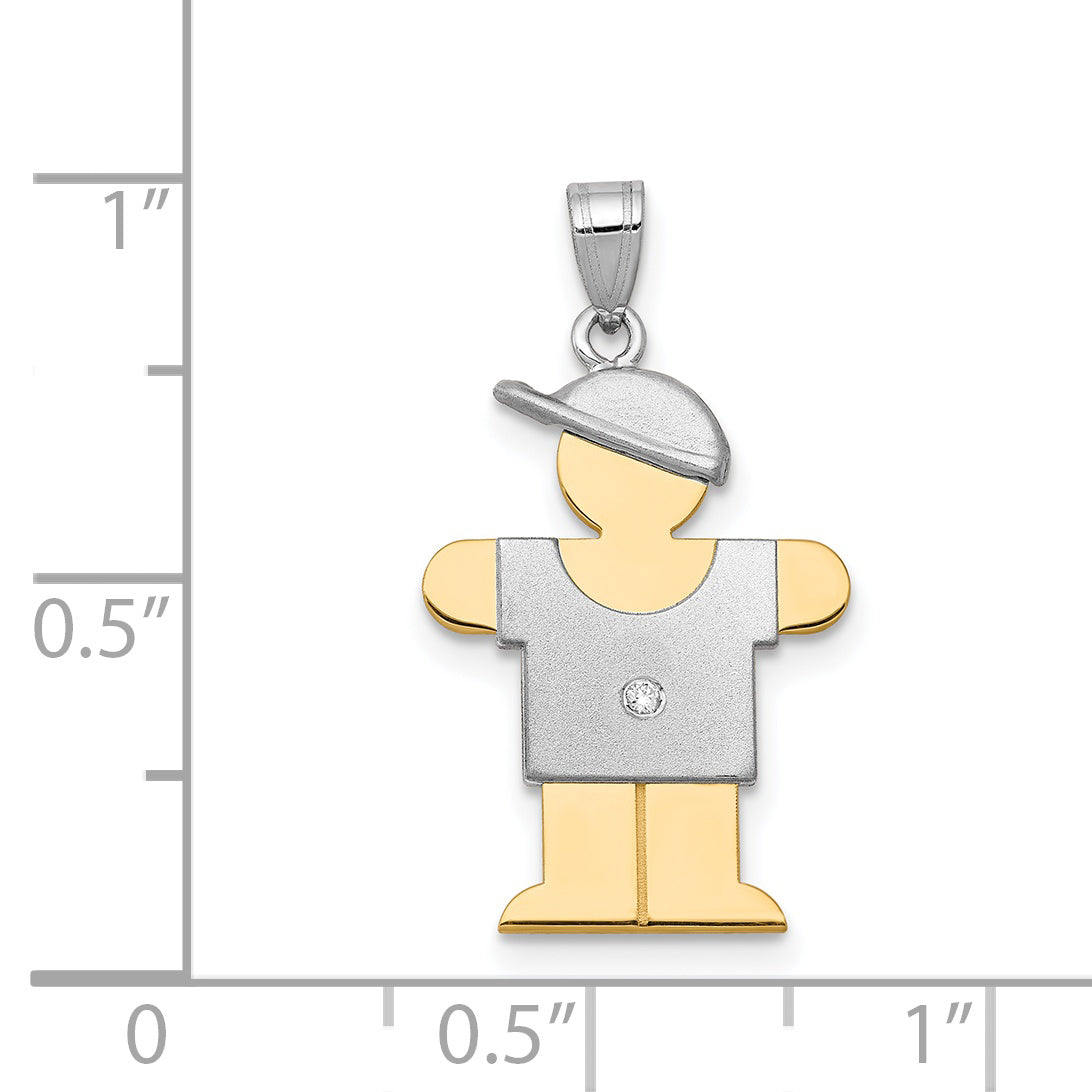 14k Two tone A Diamond kid pendant