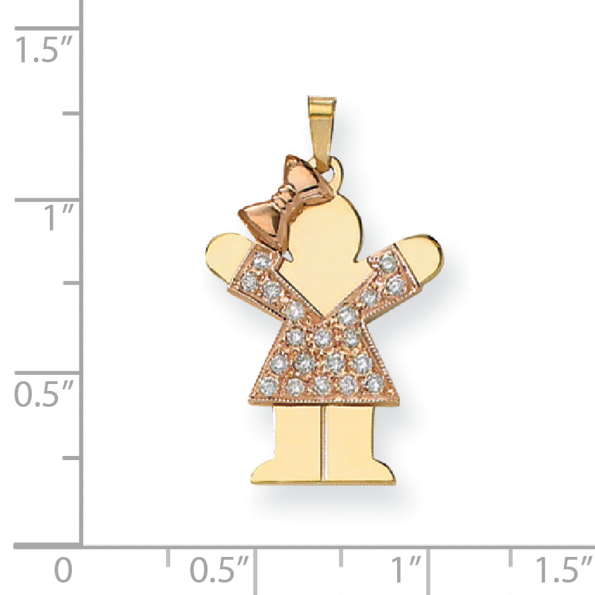 14k Two tone VS Diamond kid pendant