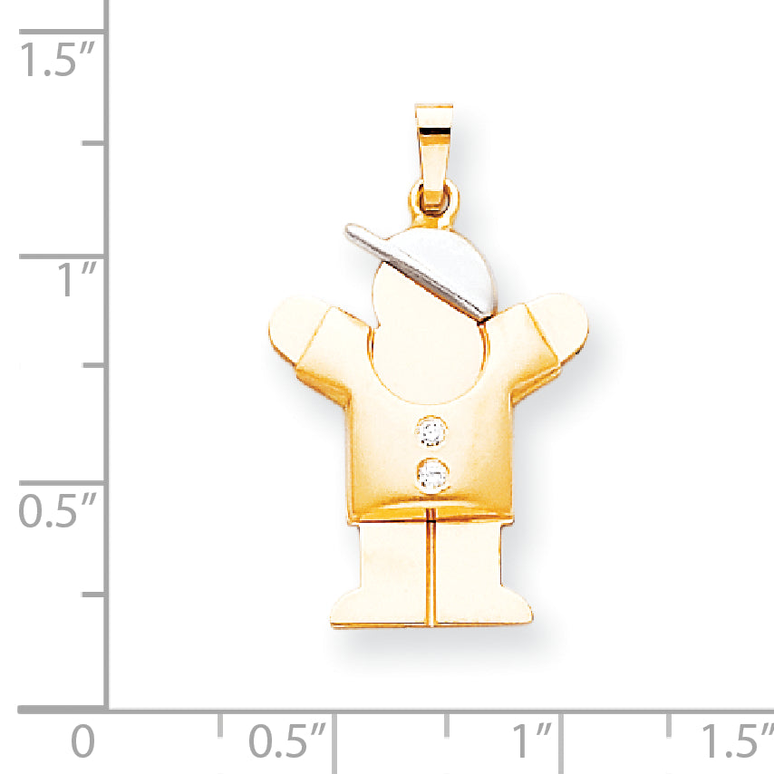 14k Two tone VS Diamond kid pendant