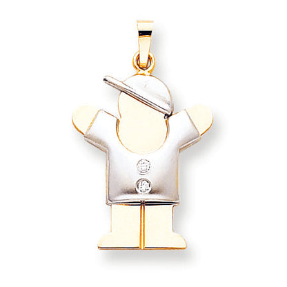 14k Two tone AA Diamond kid pendant