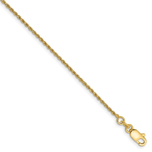 8 Inch 14k 1 15mm Machine made Rope Chain Bracelet