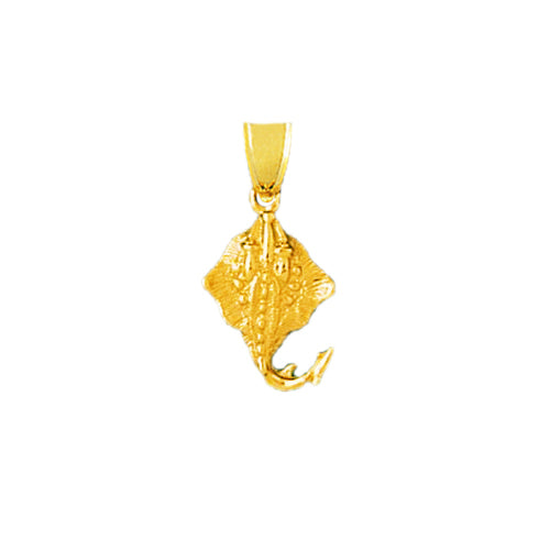 14K Gold 3D Stingray Charm