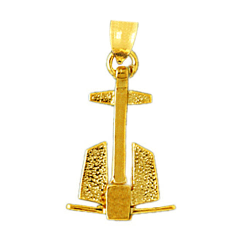 14K Gold 3-D Ship Anchor Charm
