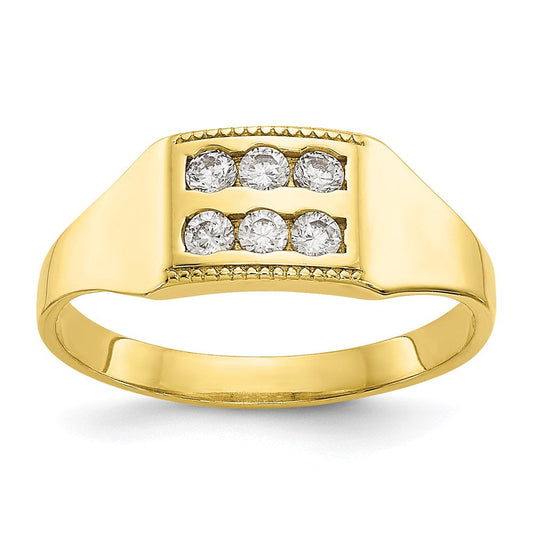 10k yellow gold cz polished childs ring 10c1147