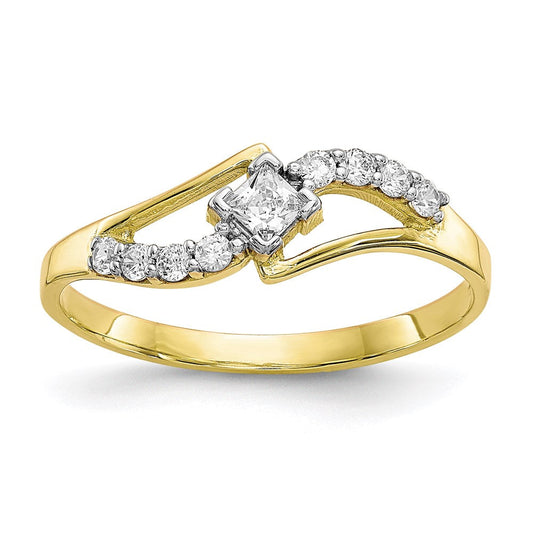 10k yellow gold cz ring 10c1166