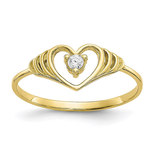 10k yellow gold cz heart ring 10c1188