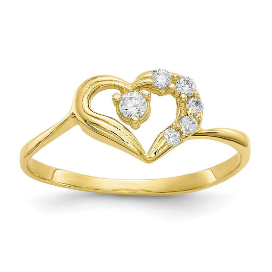 10k yellow gold cz heart ring 10c1191