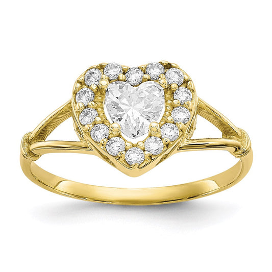 10k yellow gold cz heart ring 10c1209