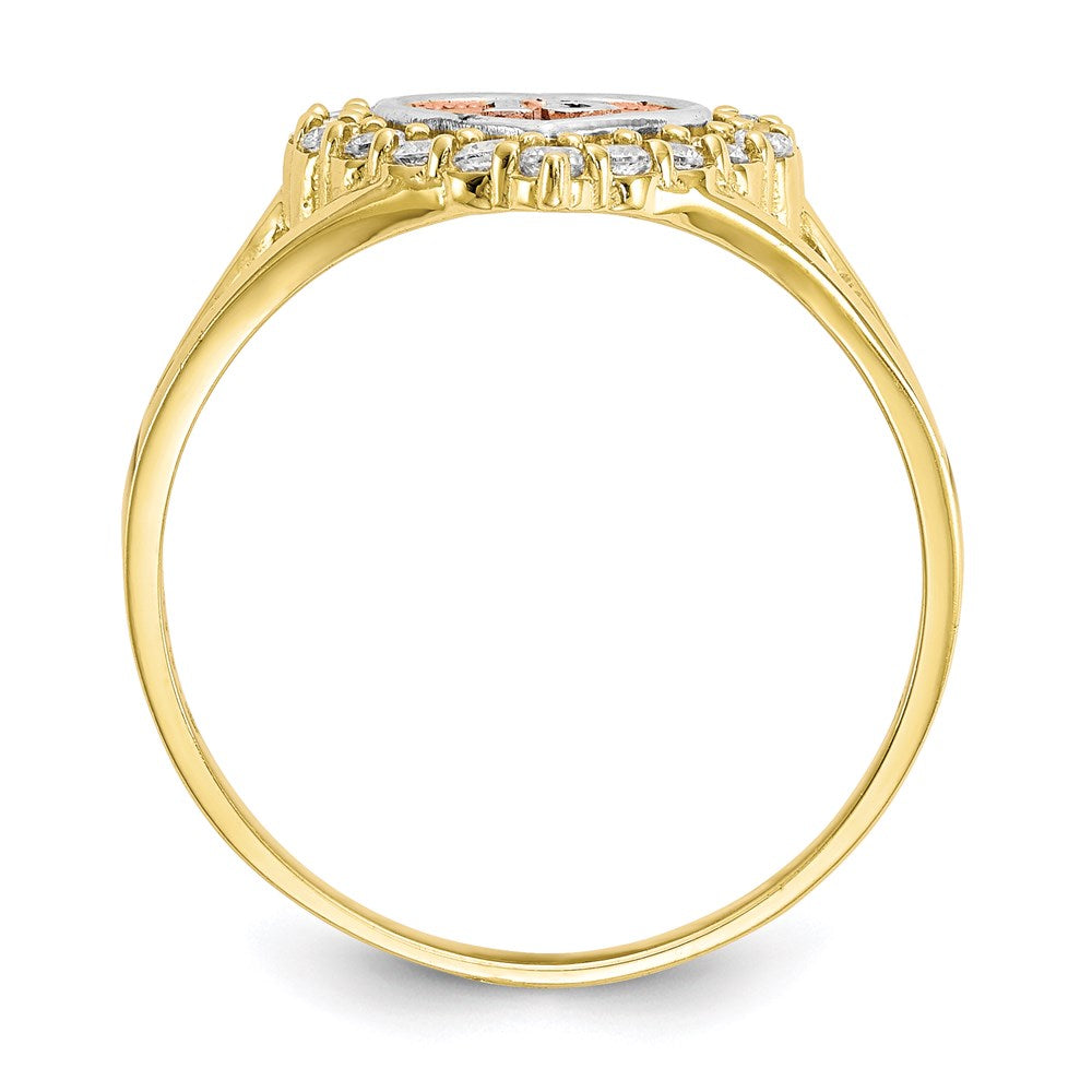 10k two tone gold sweet 15 cz heart ring 10c1220